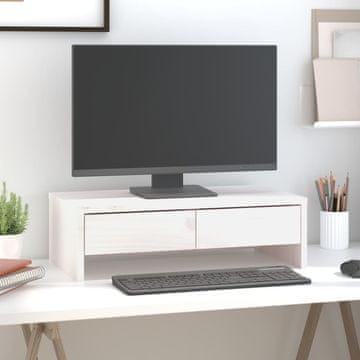 Vidaxl vidaXL Stojalo za monitor belo 50x27x15 cm masivni borov les