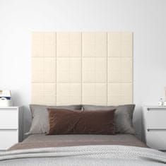 shumee vidaXL Stenski paneli 12 kosov krem 30x30 cm žamet 1,08 m²