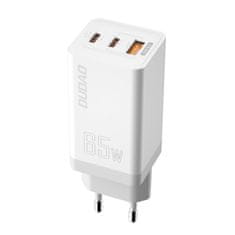 DUDAO GaN hitri omrežni polnilnik 65 W USB / 2x USB Type C Quick Charge Power Delivery (galijev nitrid) bela (A7xs white)