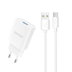 DUDAO EU USB 5V/2,4A QC3.0 Quick Charge 3.0 omrežni polnilnik + USB Type-c beli kabel (A3EU + Type-c beli)