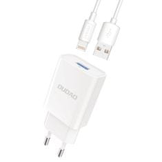 DUDAO USB polnilec QC3.0 12W bele barve + Lightning kabel 1m (A3EU)