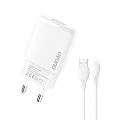 DUDAO USB-A 7,5W omrežni polnilnik + USB-A - Lightning kabel 1m, bela (A1sEU)