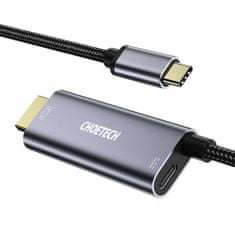 Choetech adapter USB Type C na HDMI 4K + USB Type C PD za MacBook / PC 1,8 m siv (XCH-M18GY)