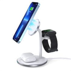 Choetech INDUKTIVNI POLNILEC CHOETECH (ZDRUŽLJIV Z MAGSAFE) STOJALO ZA IPHONE, APPLE WATCH, AIRPODS BEL (T585-F)