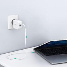 Choetech Hitro polnilnik GaN USB tip C PD USB-A QC3.0 65 W 3,25 A bel