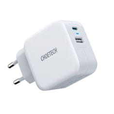 Choetech QC hitri polnilec PD 38W 5A USB tipa C + USB-A bele barve (PD5002-EU)