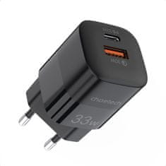 Choetech GaN USB tipa C PD QC 33W hitri polnilec črne barve