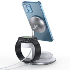 Choetech MagSafe 3-v-1 magnetni brezžični polnilec za iPhone, AirPods / Airpods Pro + nosilec za Apple Watch, bel (T586-F)