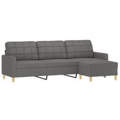 Vidaxl Trosed s stolčkom za noge temno siv 210 cm blago