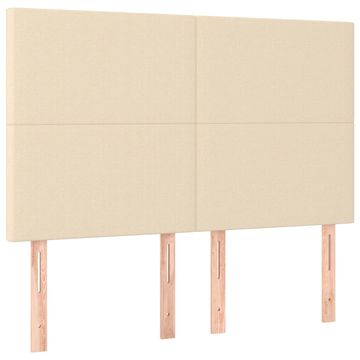 Vidaxl Vzglavje postelje kremne barve 144x5x118/128 cm blago