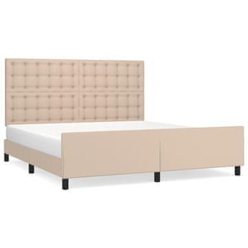 Vidaxl Posteljni okvir z vzglavjem kapučino 180x200 cm umetno usnje