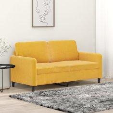 Greatstore Kavč dvosed rumen 140 cm žamet