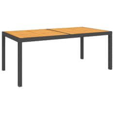 Vidaxl Vrtna miza 150x90x75 cm poli ratan in akacijev les črna