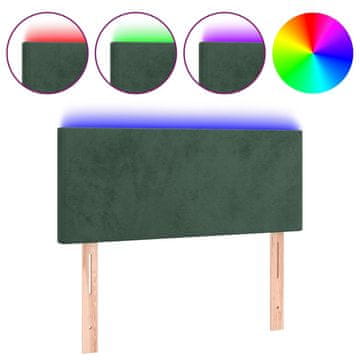 Vidaxl LED posteljno vzglavje temno zeleno 80x5x78/88 cm žamet