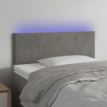 Vidaxl vidaXL Vzglavje postelje z LED svetlo sivo 80x5x78/88 cm žamet
