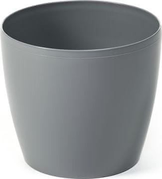 shumee Cvetlični lonček s plastičnim pokrovom, siv, 13,5 cm, Magnolija