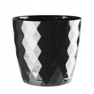 Galicja Okrogel črn plastični cvetlični lonec 14 cm Cristal