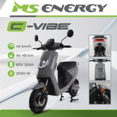 MS ENERGY C-VIBE električni motor/skuter, 2000 W, 45 km/h, LCD zaslon, B kategorija, sivo-črn