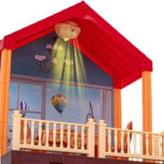 Aga Hiška za lutke z rdečo streho + razsvetljava