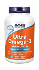 NOW Foods Ultra omega-3, 250 DHA/500 EPA, 180 mehkih žel