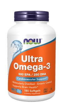 NOW Foods Ultra omega-3, 250 DHA/500 EPA, 180 mehkih žel