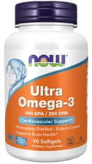 NOW Foods Ultra omega-3, 250 DHA / 500 EPA, 90 mehkih kapsul