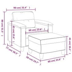 Vidaxl Fotelj s stolčkom za noge črn 60 cm umetno usnje