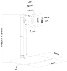 Neomounts FPMA-D890WHITE namizno stojalo za monitor do 76 cm, gibljivo, 6 kg, belo