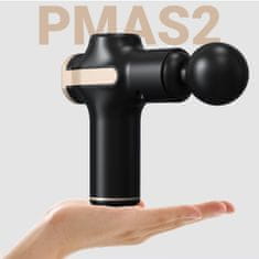 PMAS2 masažna pištola, polnilna baterija, 6 stopenj moči, 5 nastavkov, črna