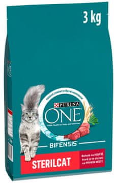 Purina ONE z govedino za kastrirane mačke, 3 kg