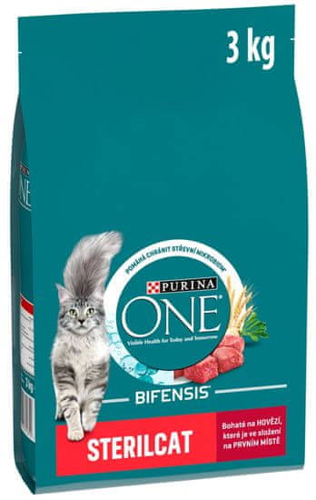 Purina ONE z govedino za kastrirane mačke, 3 kg