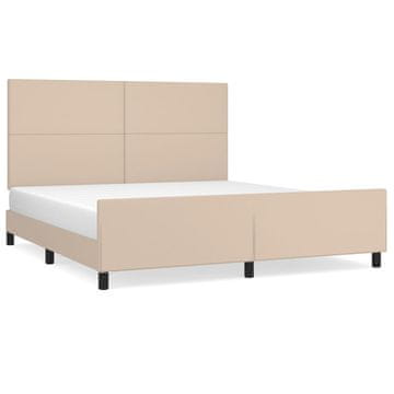 Vidaxl Posteljni okvir z vzglavjem kapučino 180x200 cm umetno usnje
