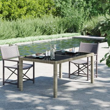 Vidaxl vidaXL Vrtna miza 150x90x75 cm steklo in PE ratan siva