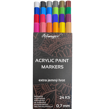 Artmagico Akrilni marker Artmagico z ekstra tanko konico (0,7 mm) 24 kosov
