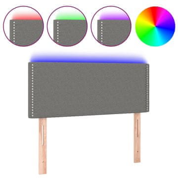 Vidaxl LED posteljno vzglavje temno sivo 80x5x78/88 cm blago