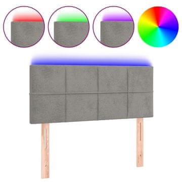 Vidaxl LED posteljno vzglavje svetlo sivo 80x5x78/88 cm žamet