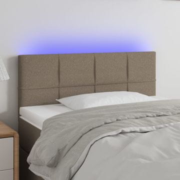 Vidaxl vidaXL Vzglavje postelje z LED zaslonom, sivo-rjavo, 80x5x78/88 cm, blago