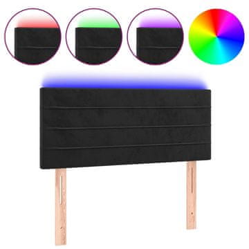 Vidaxl LED posteljno vzglavje črno 80x5x78/88 cm žamet