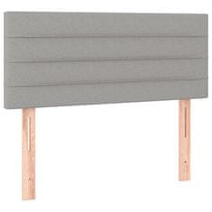 Greatstore Box spring postelja z vzmetnico LED sv. siva 120x190 cm blago
