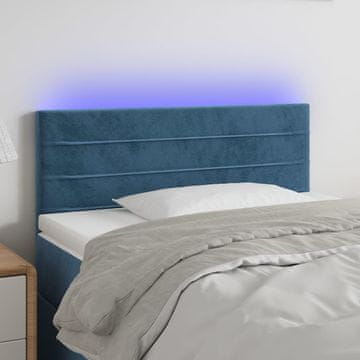 Vidaxl vidaXL Vzglavje postelje z LED diodo temno modro 90x5x78/88 cm žametno