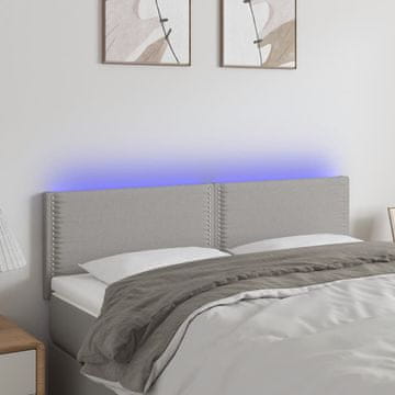 Vidaxl vidaXL Vzglavje postelje z LED svetlo sivo 144x5x78/88 cm blago