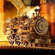 3D lesena mehanska sestavljanka Parna lokomotiva