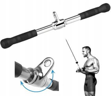 shumee Jeklen vrtljiv raven ročaj 51 cm za dvigovanje