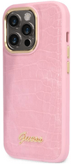 Guess Croco ovitek za iPhone 14 Pro, roza (GUHCP14LHGCRHP)