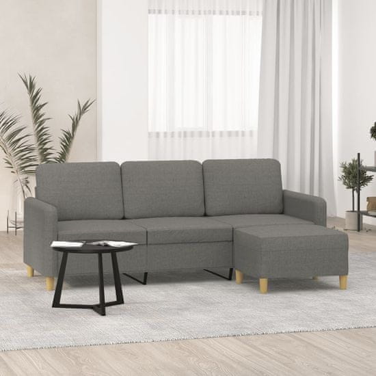 Vidaxl Trosed s stolčkom za noge temno siv 180 cm blago