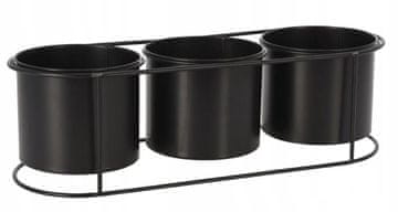 shumee Stojalo za rože za 3 lončke, črno, 46 cm