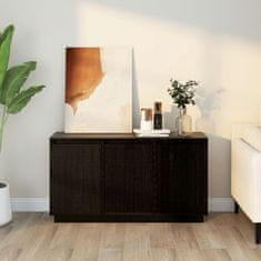 Vidaxl Komoda črna 111x34x60 cm trdna borovina