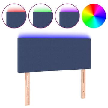 Vidaxl LED posteljno vzglavje modro 80x5x78/88 cm blago
