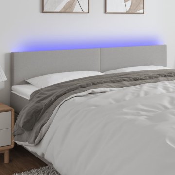 Vidaxl vidaXL Vzglavje postelje z LED svetlo sivo 160x5x78/88 cm blago