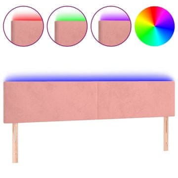 Vidaxl LED posteljno vzglavje roza 180x5x78/88 cm žamet